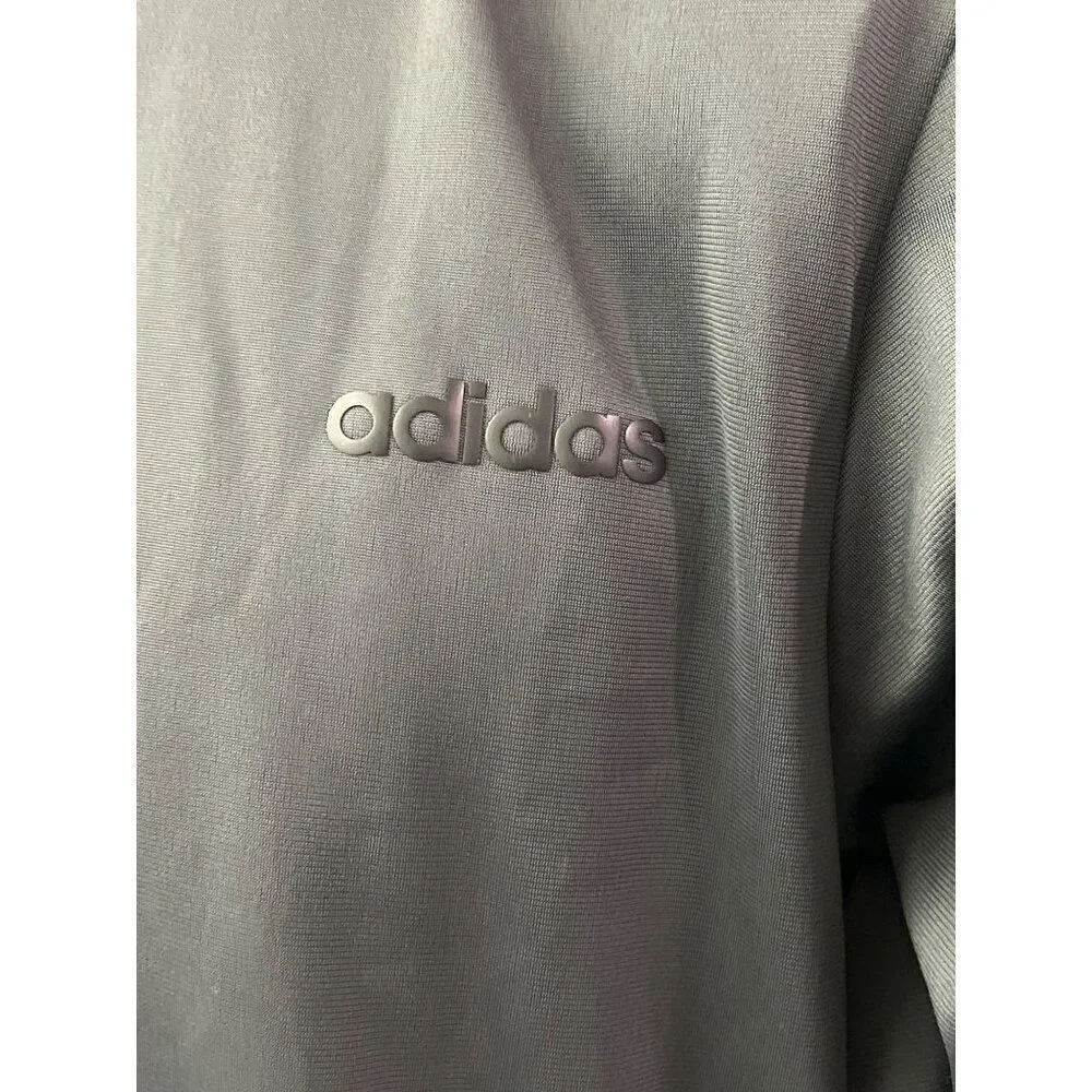 Adidas Men Gray Essential Three Stripe Zip Front Jacket Size XL